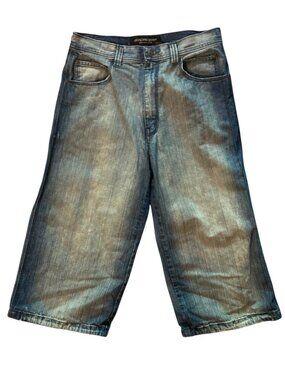 Men's JORDAN CRAIG Distressed Denim Wide Leg Jeans Jorts Size 34